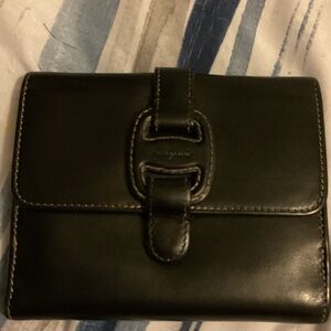 Ferragamo Black Leather Buckle Wallet